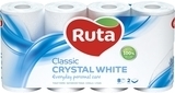 Двошаровий туалетний папір Ruta Classic, білий, 8 рулонів - Pampik