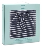 Подарунковий набір (плед + шапочка) Aden + Anais Navy Stripe, чорний з білим (AA-20003) - Pampik