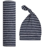 Подарунковий набір (плед + шапочка) Aden + Anais Navy Stripe, чорний з білим (AA-20003) - Pampik - 2