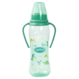 Пляшка для годування Lindo, вигнута, з ручками, із силіконовою соскою, від 3 міс., 250 мл, зелений (Li 135 зел) - Pampik