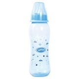 Пляшка для годування Lindo, вигнута, із силіконовою соскою, від 3 міс., 250 мл, блакитний (Li 134 гол) - Pampik