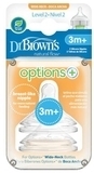 Силіконова соска Dr. Brown's Options + другого рівня, для пляшечки з широкою шийкою, 3+ міс., 2 шт. (WN2201-INTL) - Pampik - 2