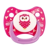 Пустышка силиконовая Курносики Сова, круглая, 6-12+ мес., розовый (7215/6-12+ рож) - Pampik
