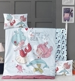 Комплект постільної білизни LightHouse Fish Girl, ранфорс, 150х100 см, блакитний (50620) - Pampik