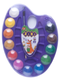 Акварельные краски ZiBi Kids Line, на палитре, фиолетовая упаковка, 12 цветов (ZB.6558-07) - Pampik