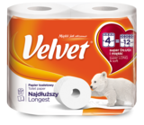Двошаровий туалетний папір Velvet Екстра Лонг, білий, 4 рулони - Pampik