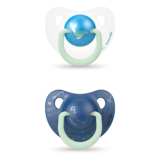 Пустушка анатомічна Suavinex Кіт, 6-18 міс., нічна, синій з білим, 2 шт. (306809) - Pampik