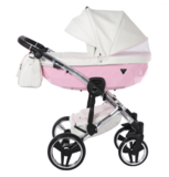 Універсальний візок 2 в 1 Junama Candy 01, білий з рожевим (J-Cy-01) - Pampik