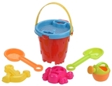 Набор для игры с песком Same Toy Ведерко красное, 6 предметов (909Ut-1) - Pampik