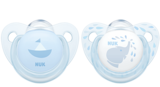 Ортодонтическая силиконовая пустышка для сна Nuk Baby Blue, 0-6 мес., голубой, 2 шт. (10175176) - Pampik