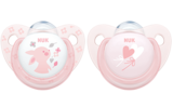 Ортодонтическая силиконовая пустышка для сна Nuk Baby Rose, 0-6 мес., розовый, 2 шт. (10175175) - Pampik