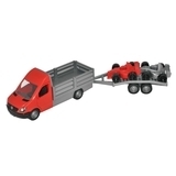 Автомобиль Tigres Mercedes-Benz Sprinter бортовой с лафетом, красный (39669) - Pampik - 2