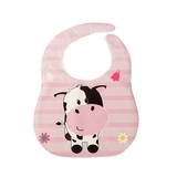 Слюнявчик Lindo Коровка, с прозрачным карманом, на липучке, розовый (Ф 930коровка) - Pampik