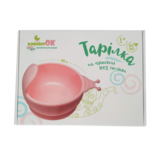 Силіконова тарілка на присоску Kinderenok Happy Meal, рожевий (201113) - Pampik - 5