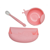 Набір першого силіконового посуду Kinderenok Happy Meal, рожевий (250220) - Pampik