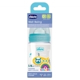 Пляшечка для годування Пластикова Chicco Well-Being Physio Colors з силіконовою соскою, 0м+, 150 мл, блакитний (28611.20) - Pampik - 4