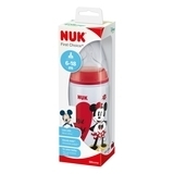 Бутылочка для кормления Nuk Микки Маус FC, с широким горлышком, с силиконовой соской р.2, 300 мл, красный (3952948) - Pampik - 2