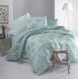 Комплект постельного белья Luoca Patisca Ranforce Barbieri, ранфорс, 220х160 см, бирюзовый (10373) - Pampik