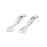 Вилка и ложка Mamajoo Коровка, белый (MMJ3312) - Pampik