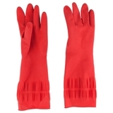 Рукавички латексні господарські Добра Господарочка, надміцні, з довгим манжетом, р.S, червоний - Pampik - 2