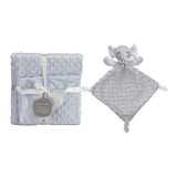 Набір плед та іграшка-ковдрочка Interbaby Bubble Dou dou elephant, з іграшкою-ковдрою, блакитний з сірим (8100249) - Pampik