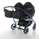 Універсальна коляска для двійні 2 в 1 Junama Diamond Individual Duo 02, чорний на синій рамі (JD-IN-DUO-02) - Pampik - 3