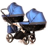 Універсальна коляска для двійні 2 в 1 Junama Fluo line Duo Slim 01, синій (J-Fl-DUOs-01) - Pampik - 2