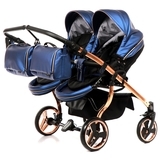 Універсальна коляска для двійні 2 в 1 Junama Fluo line Duo 01, синій (J-Fl-DUO-01) - Pampik - 10