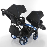 Універсальна коляска для двійні 2 в 1 Junama Diamond Individual Duo Slim 02, чорний на синій рамі (JD-IN-DUOs-02) - Pampik - 5
