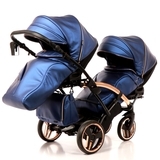 Універсальна коляска для двійні 2 в 1 Junama Fluo line Duo Slim 01, синій (J-Fl-DUOs-01) - Pampik - 5