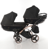 Універсальна коляска для двійні 2 в 1 Junama Diamond Individual Duo Slim 03, чорний на бронзовій рамі (JD-IN-DUOs-03) - Pampik - 2