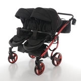 Універсальна коляска для двійні 2 в 1 Junama Diamond Individual Duo 01, чорний на червоній рамі (JD-IN-DUO-01) - Pampik - 6