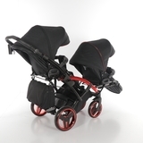 Універсальна коляска для двійні 2 в 1 Junama Diamond Individual Duo Slim 01, чорний на червоній рамі (JD-IN-DUOs-01) - Pampik - 6