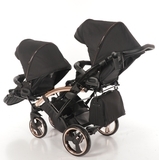 Універсальна коляска для двійні 2 в 1 Junama Diamond Individual Duo Slim 03, чорний на бронзовій рамі (JD-IN-DUOs-03) - Pampik - 6