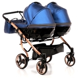 Універсальна коляска для двійні 2 в 1 Junama Fluo line Duo 01, синій (J-Fl-DUO-01) - Pampik - 3