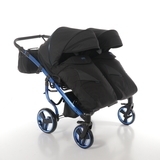 Універсальна коляска для двійні 2 в 1 Junama Diamond Individual Duo 02, чорний на синій рамі (JD-IN-DUO-02) - Pampik - 10