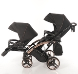 Універсальна коляска для двійні 2 в 1 Junama Diamond Individual Duo Slim 03, чорний на бронзовій рамі (JD-IN-DUOs-03) - Pampik - 9
