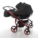 Універсальна коляска для двійні 2 в 1 Junama Diamond Individual Duo 01, чорний на червоній рамі (JD-IN-DUO-01) - Pampik - 4