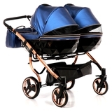 Універсальна коляска для двійні 2 в 1 Junama Fluo line Duo 01, синій (J-Fl-DUO-01) - Pampik - 2