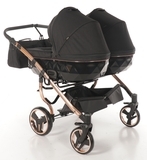 Універсальна коляска для двійні 2 в 1 Junama Diamond Individual Duo 03, чорний на бронзовій рамі (JD-IN-DUO-03) - Pampik - 5