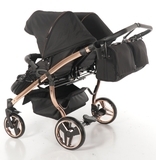 Універсальна коляска для двійні 2 в 1 Junama Diamond Individual Duo 03, чорний на бронзовій рамі (JD-IN-DUO-03) - Pampik - 10