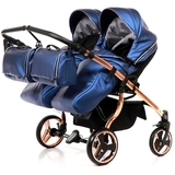 Універсальна коляска для двійні 2 в 1 Junama Fluo line Duo 01, синій (J-Fl-DUO-01) - Pampik - 5