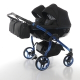 Універсальна коляска для двійні 2 в 1 Junama Diamond Individual Duo 02, чорний на синій рамі (JD-IN-DUO-02) - Pampik - 2