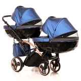 Універсальна коляска для двійні 2 в 1 Junama Fluo line Duo Slim 01, синій (J-Fl-DUOs-01) - Pampik - 3