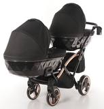 Універсальна коляска для двійні 2 в 1 Junama Diamond Individual Duo Slim 03, чорний на бронзовій рамі (JD-IN-DUOs-03) - Pampik - 4