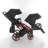 Універсальна коляска для двійні 2 в 1 Junama Diamond Individual Duo Slim 01, чорний на червоній рамі (JD-IN-DUOs-01) - Pampik - 5