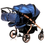 Універсальна коляска для двійні 2 в 1 Junama Fluo line Duo 01, синій (J-Fl-DUO-01) - Pampik - 8