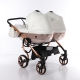 Універсальна коляска для двійні 2 в 1 Junama Mirror Satin Duo 05, білий з бронзовим (J-MS-DUO-05) - Pampik - 2