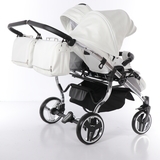 Універсальна коляска для двійні 2 в 1 Junama Mirror Satin Duo 04, білий з сріблястим (J-MS-DUO-04) - Pampik - 13
