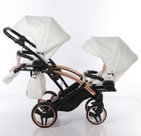 Універсальна коляска для двійні 2 в 1 Junama Mirror Satin Duo Slim 05, білий з бронзовим (J-MS-DUOs-05) - Pampik - 8